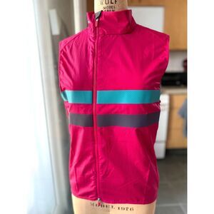 Rapha Hot Fuschia Pink Front Two Way Zip Cycling Vest Size M Reflection Stripes